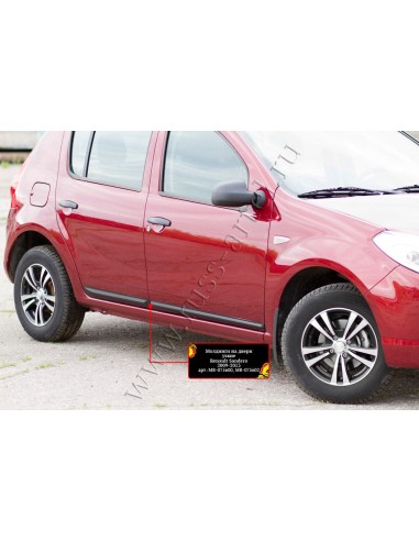 Молдинги на двери узкие Renault Sandero Stepway 2009-2013 .Русская Артель