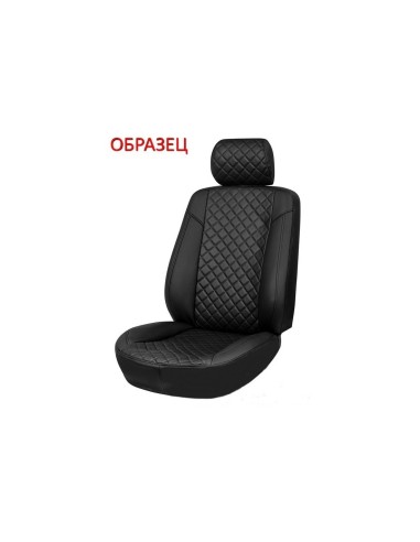 Модельные чехлы GT для сидений  VW T5/T6 Caravelle / Transporter (03-14, 15-) (9 мест)  Экокожа, черный + вставка РОМБ